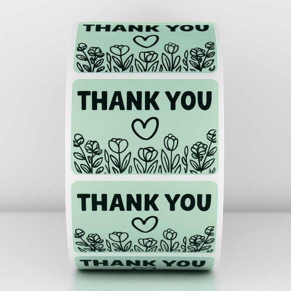 Thank You Stickers – Green Floral Design – Small Business Packaging Labels NEW - Picture 7 of 9